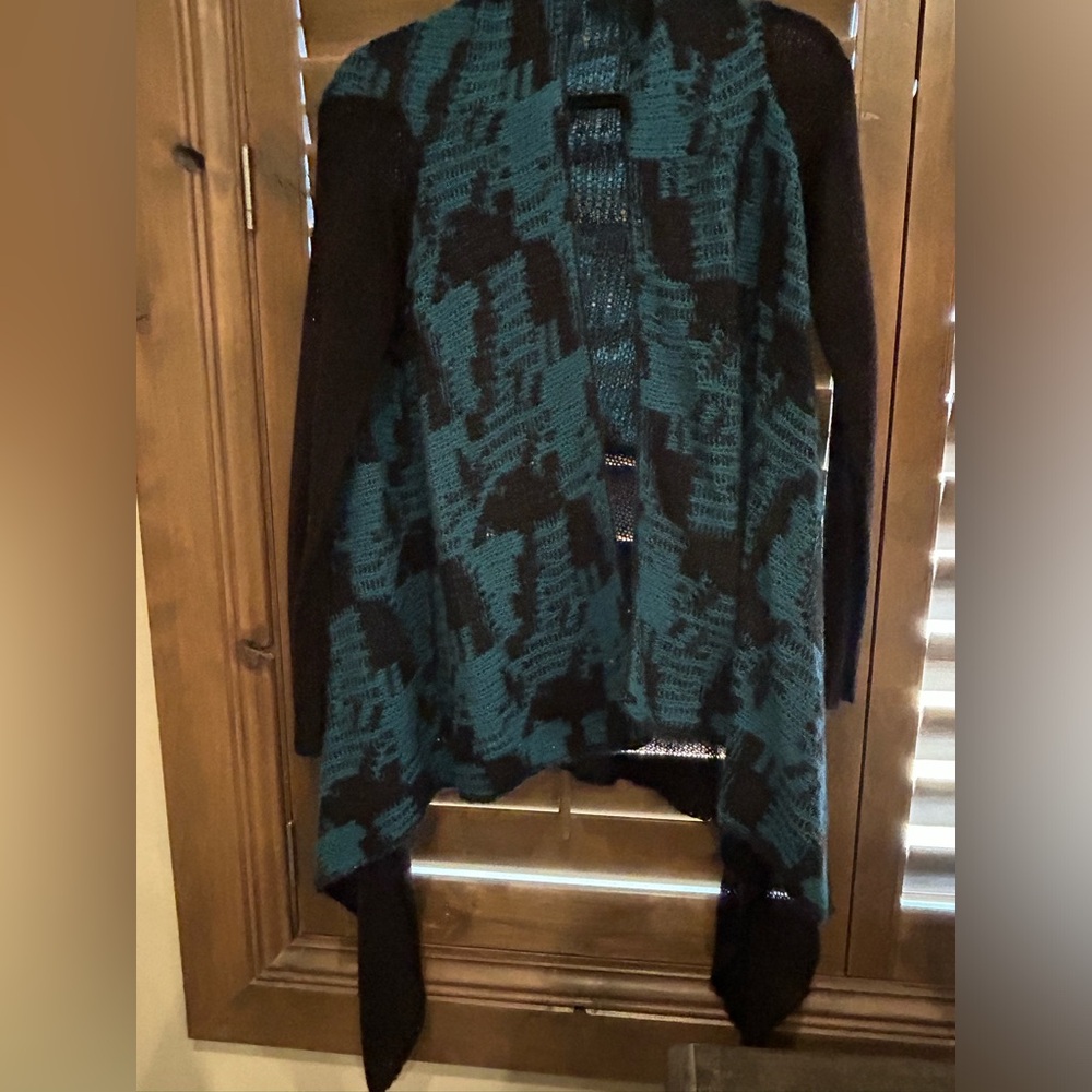 Cynthia Rowley Teal and Black Knit Cardigan Size Small